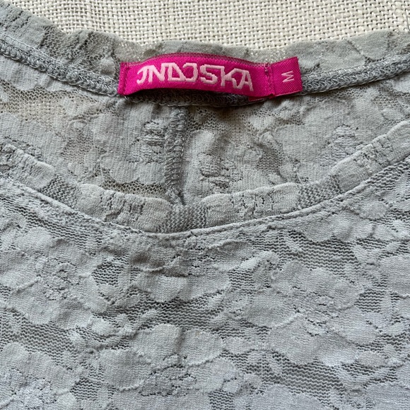 Grey Sheer Net Short Top - Picture 5 of 8